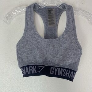 Gymshark Sports Bra Womens Small Gray Dry Flex Performance Workout Racer Back